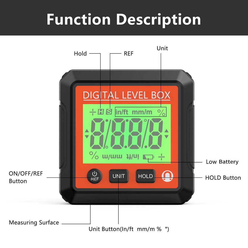 Digital Angle Finder Gauge with Magnetic Base and Backlit LCD Display Angle Ruler 4 of 90 Degree