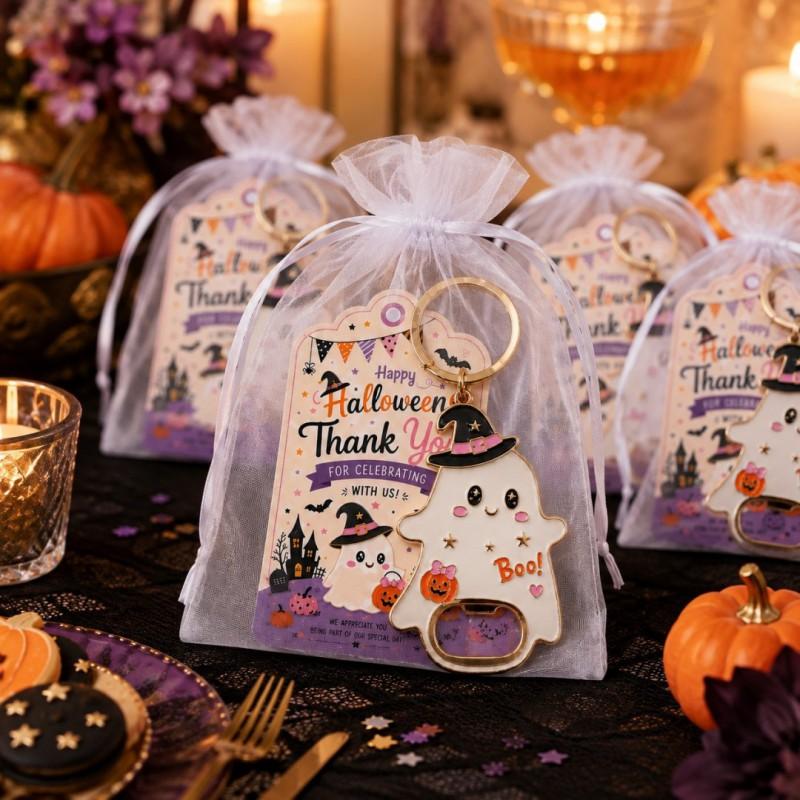 Halloween Ghost Pumpkin Bottle Opener Keychain Set Dia De Los Muertos Party Decorations Favors