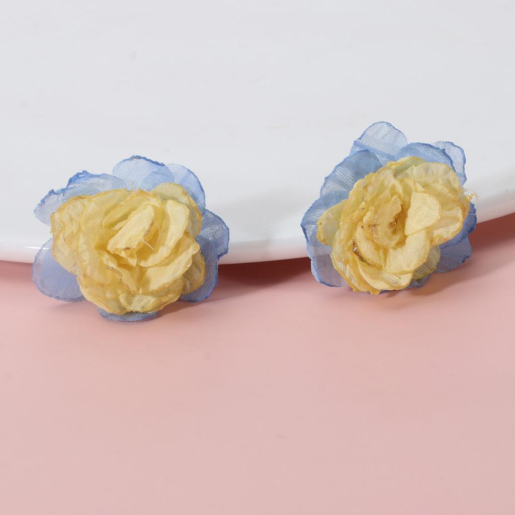 Handmade cute little fresh flower earrings women ins bohemian lace fabric earrings