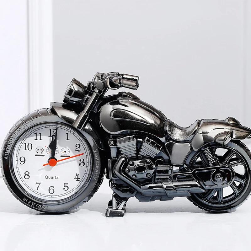 1pc Vintage Motorcycle Alarm Clock Tabletop Clock Desk Alarm Clock Bedside Clocks Home Decor for Office Bedroom Nightstand