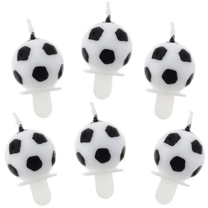 Round Soccer Birthday Cake Candles 6 Pcs