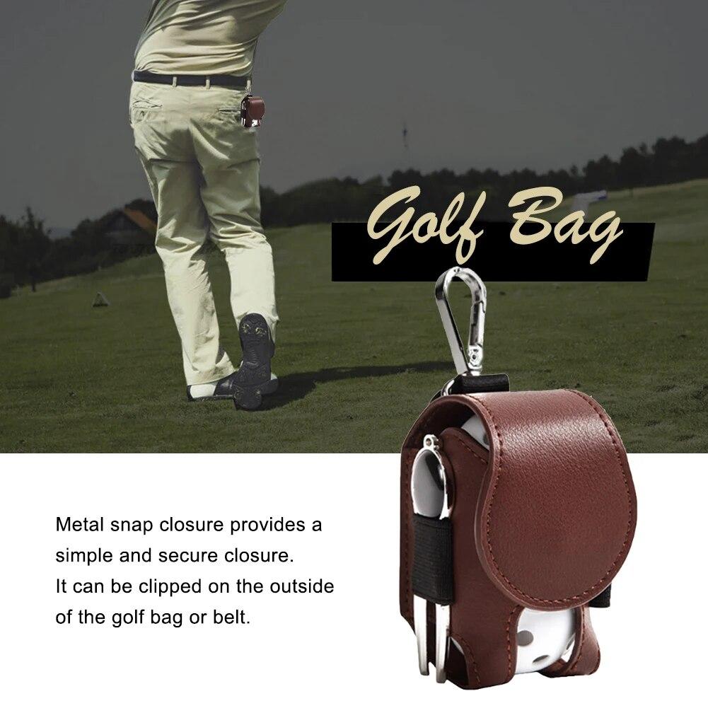 Golf Bag Mini Storage Bag PU Leather Hanging Waist Golf Bag Metal Buckle Golf Belt Bag