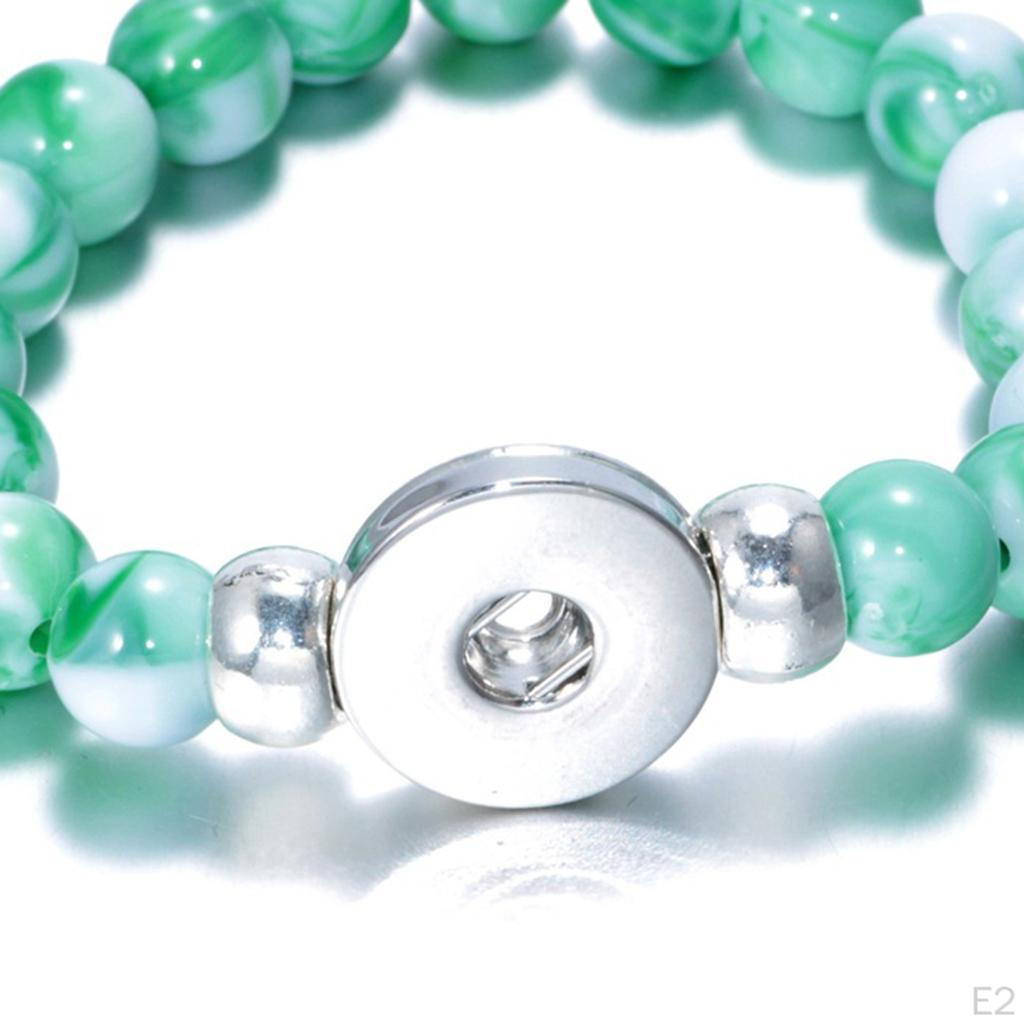 18mm Resin Beads Bangles Snap Button Bracelets Jewelry Making Kit Gifts 23cm