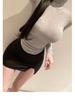 Elegant Slim Fit Korean High Neck T-Shirt with Thumb Holes - Sheer Long Sleeve Base Layer for Autumn/Winter