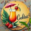 Vintage Tropical Metal Round Wall Sign 2D Retro Bar Cafe Home Kitchen Decor Tin Plate Cool Drink Summer Theme Art