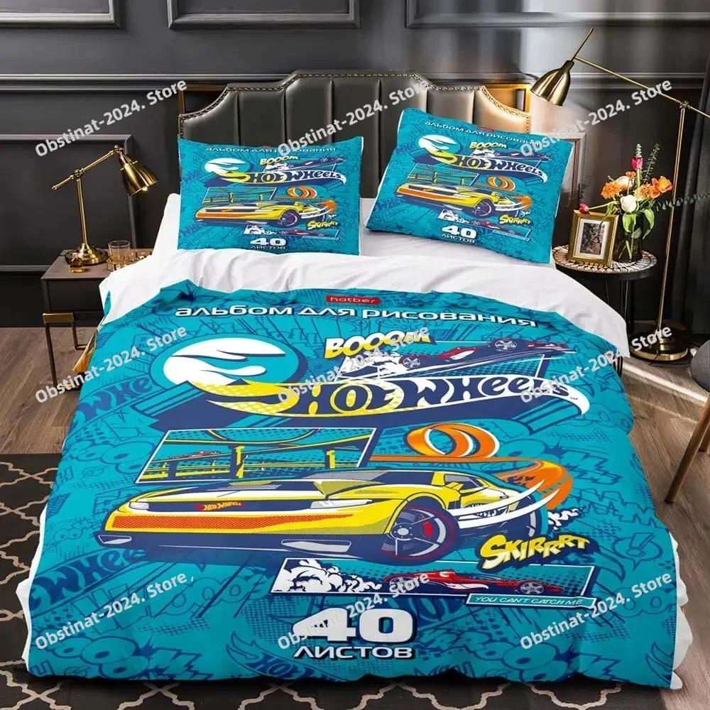 Monster Truck Hot Wheel Povlečení Sada Povlečení s Potiskem s Povlakem na Polštář Potah na Peřinu Měkký Jednolůžko Dvojlůžko Queen Super King Velikost
