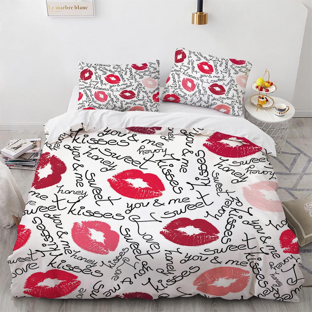 New Bedding Set Adults Winter Quilt Cover Sets Sexy Lips Home Textile Bed Linens Bedroom Comforter Set Duvet Cover 3d King Size