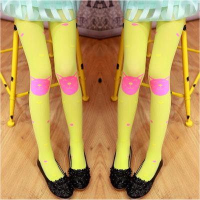 Velvet Children'S Socks Pantyhose Dance Socks Spring And Summer Girls' Fish And Cat Base Stockings
