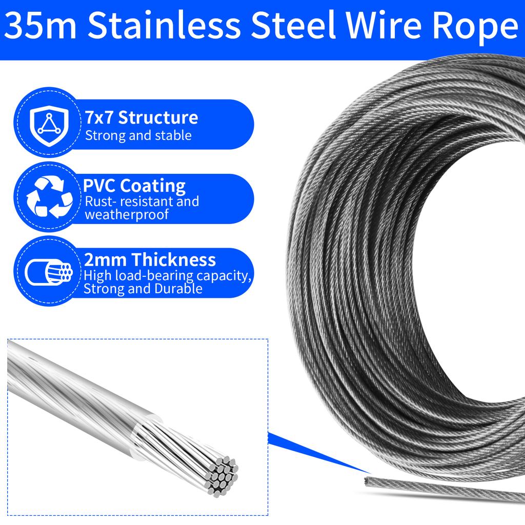 Stainless Steel Wire Rope Kit Shelter Wire Rope Cable M4 Turnbuckles Wire Tensioner Kit PVC Coated Garden Camping Tent Ropes