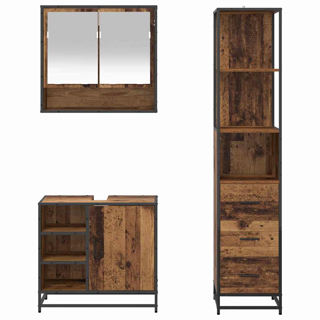 Bathroom Furniture Set 3 pcs Reclaimed Wood 35 x 37.5 x 166 cm