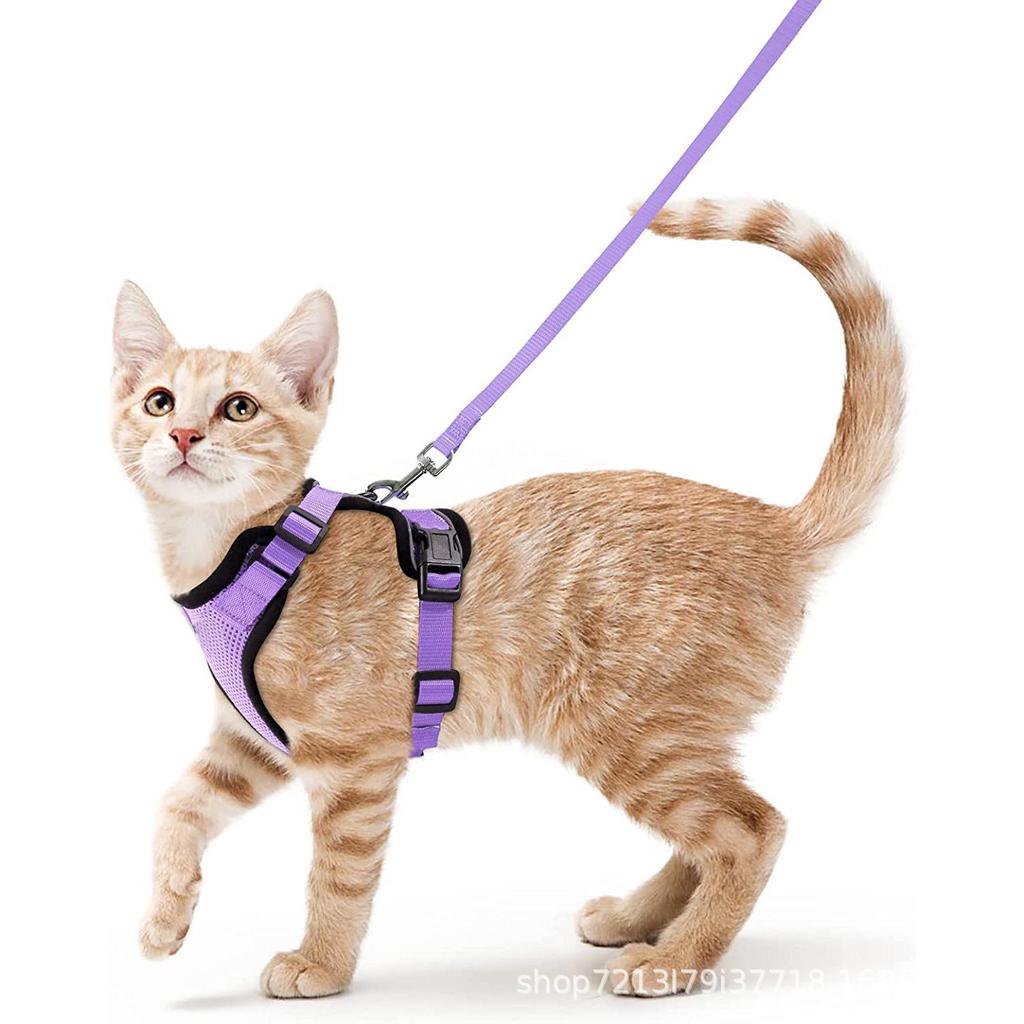 Reflective Cat & Small Dog Breathable Anti-Breakaway Chest Harness with Walking Rope