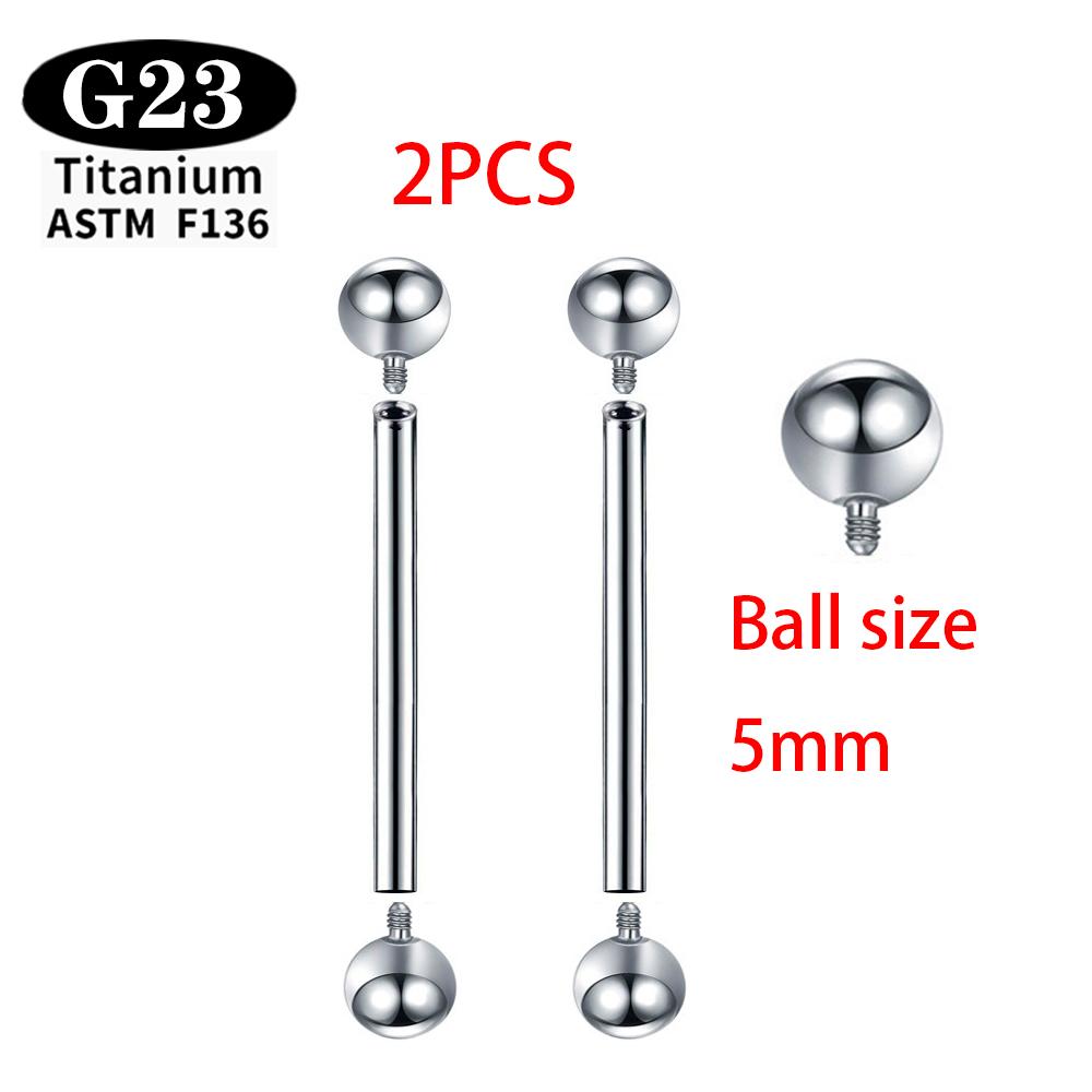 Implantatgrad Titan ASTM F136 Innengewinde Gerade Barbells Zungenring Ohrringe Piercing Schmuck Stange 2/5/50 Stück/Los