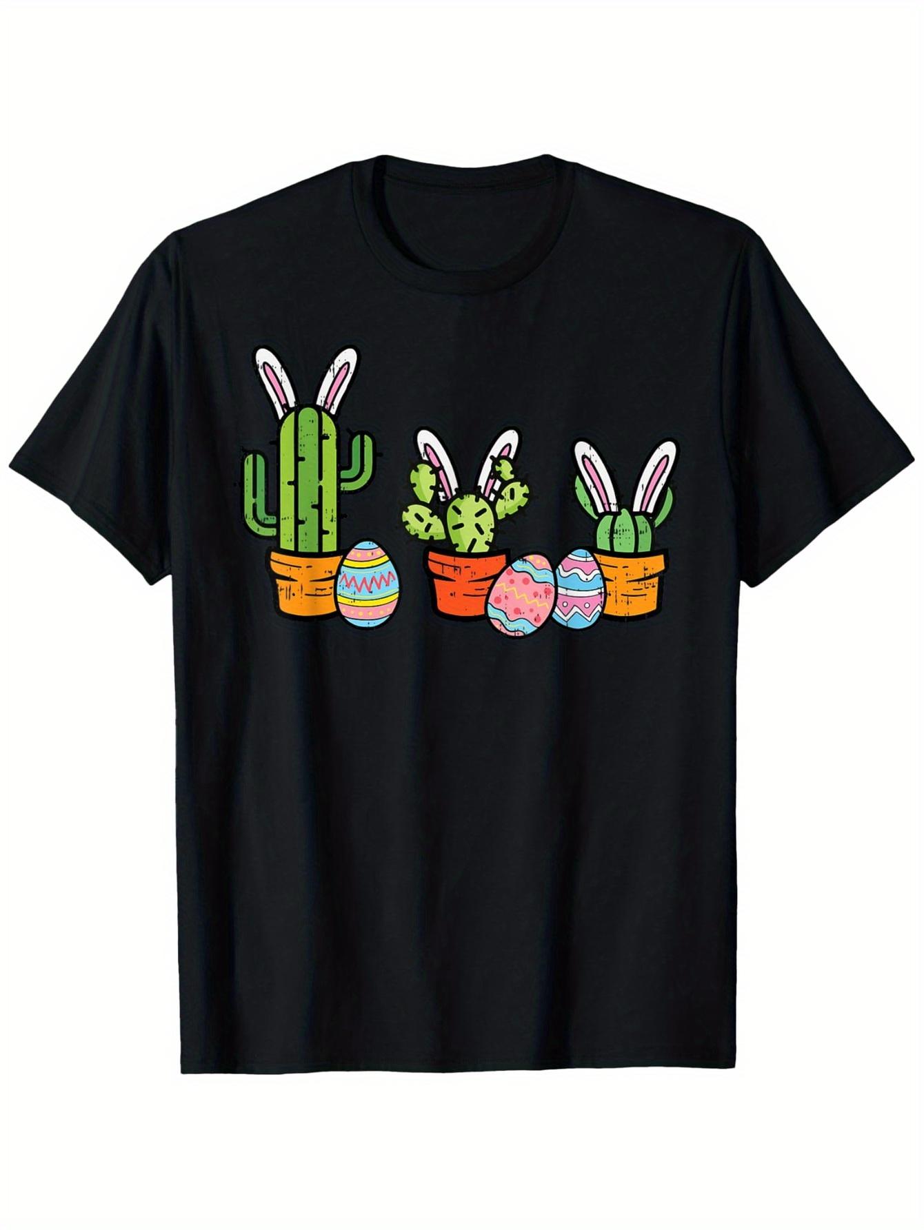 

2026 New Easter Cactus Bunny Succulents Graphic Tee Funny Short Sleeve T-Shirt Casual Daily Wear for Women Y2k Summer Clothes... 5XL різнокольоровий