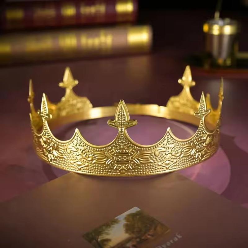 Simple Bar Mitzvah King Crown Hair Hoop Western Prince Crowns Headband Hair Accessories Round Tiaras Hair Ornaments