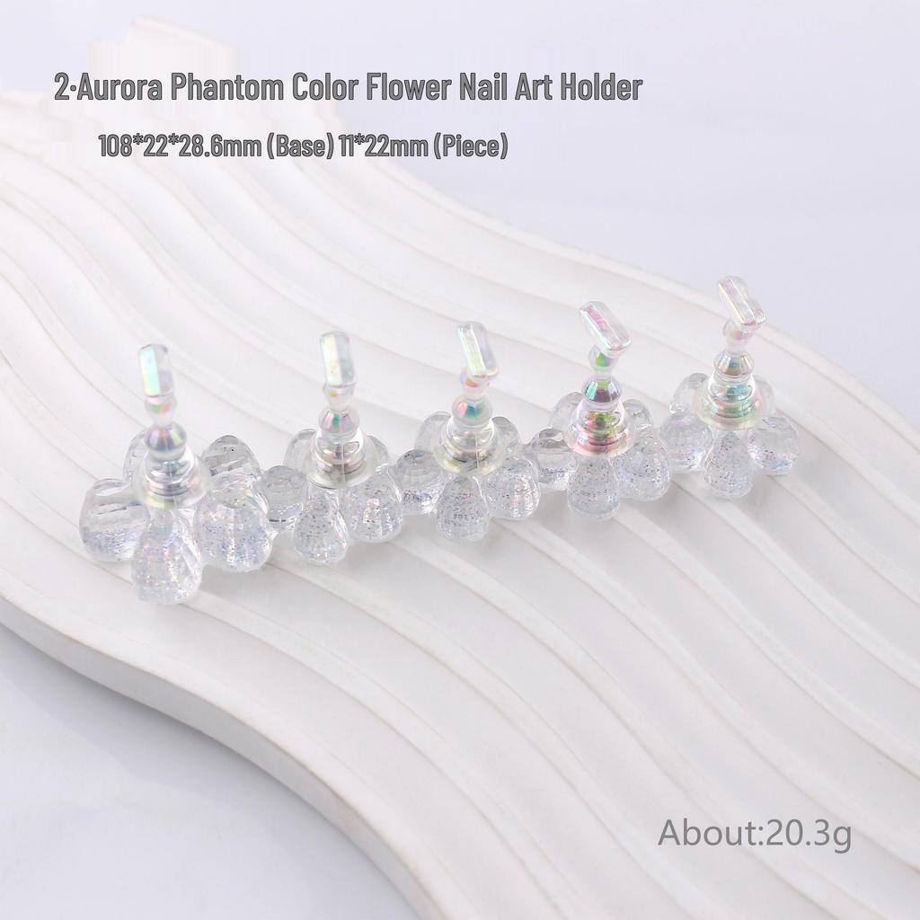 Nail Art Acrylic Display Stand - Iridescent Gradient Flower Chess Piece Holder