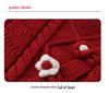 New Parent-Child Red Sweater: Women's Dress & Men's Top, Autumn/Winter Thick Knit Korean Style Family Outfit.