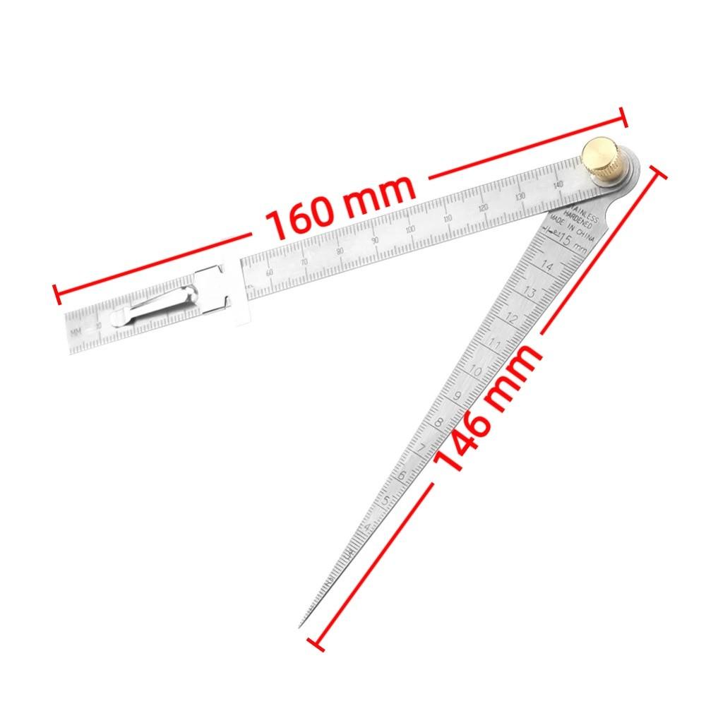 Stainless Steel Depth Ruler Welding Gauge Wedge Feeler Gauge  For Drill Hole Measurement