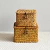 Rectangular Storage Box Hand Woven Storage Basket Rattan Woven Wicker Basket Desktop Storage Hand Woven Storage Basket