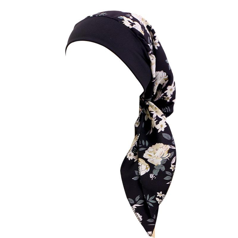 Ethnic Style Strap Headscarf Cap, Elastic Wide-Edge Streamer Headband Chemotherapy Cap Home Hat Jdt-329C