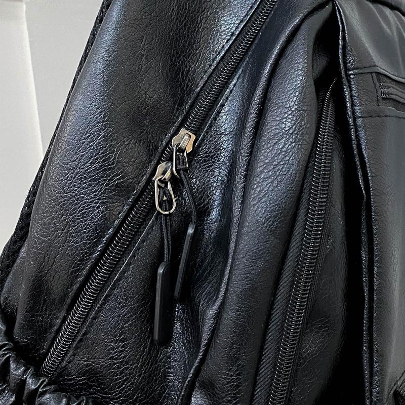 Sac d'ordinateur d'affaires en cuir PU souple Sac à dos de voyage pour hommes Grande capacité Sac à dos étudiant