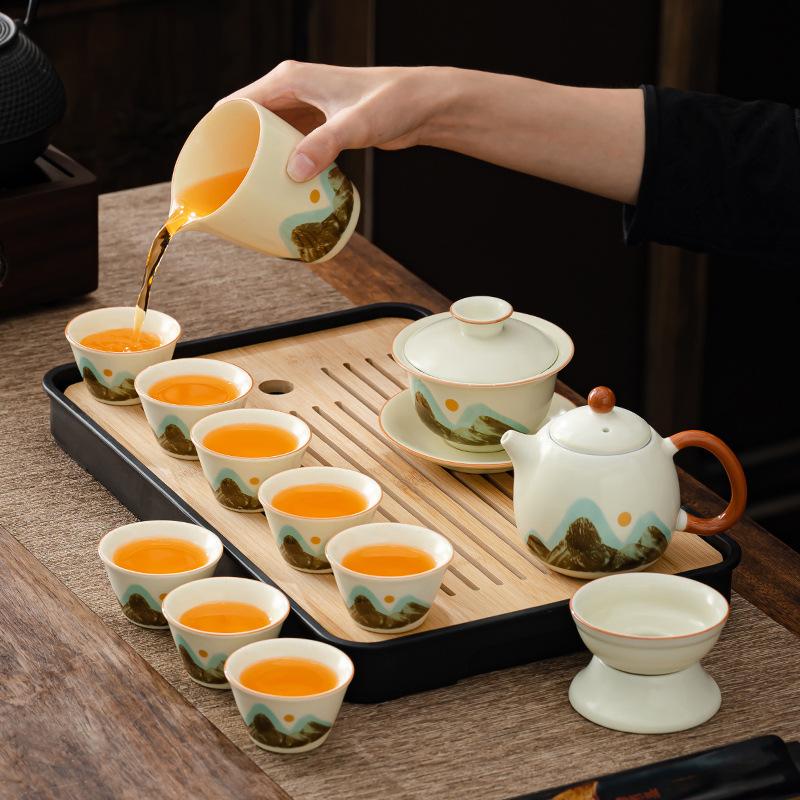 Light Luxury Tea Set Home Office High-end Tea Set Ru Kiln Guest Cup Premium Gift Box Business Gift