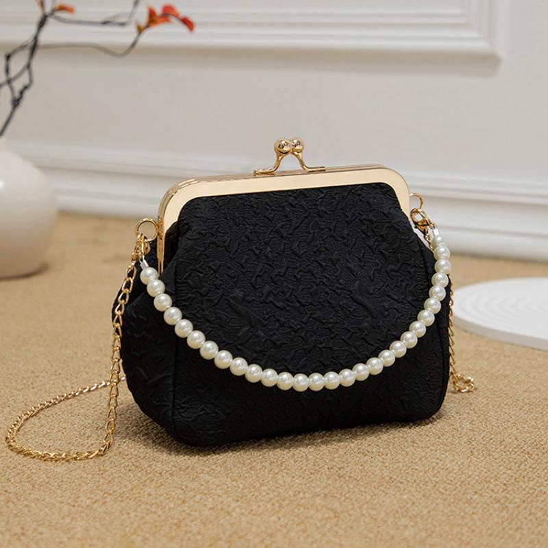 Perlentasche Sommer tragbar Muscheltasche Minitasche Umhängetasche mit Kette Perlen-Umhängetasche Damen