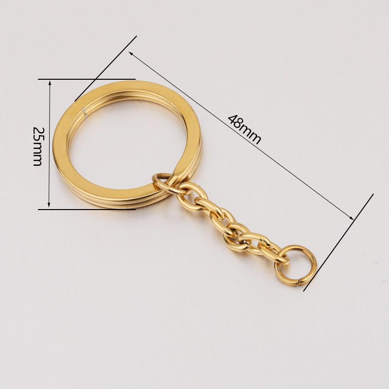 5pcs No Fade Stainless Steel Keychain with Flat Split Ring Extension Chain Clasp Circle Loop for Keyring DIY Jewelry Making