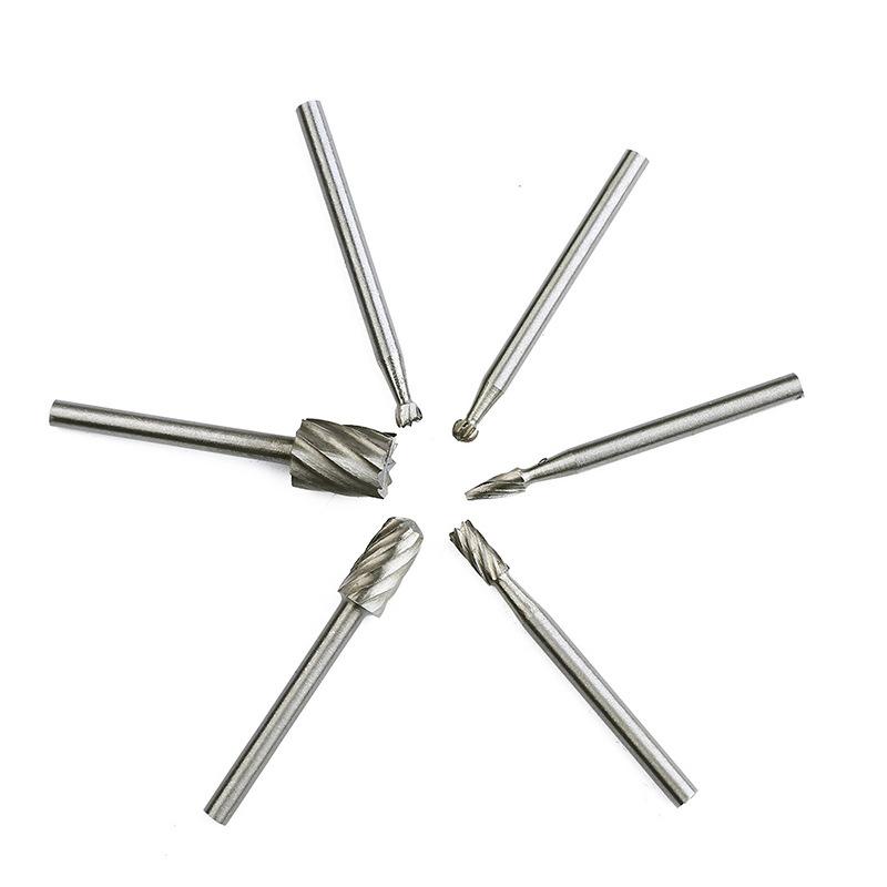 6Pcs/set Set of Rotary File Wood Handmade DIY Root Engraving Grinding Head Electric Grinding Engraving Milling Cutter