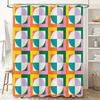Colorful Geometric Shower Curtains With Circular Patterns For Bathroom Decoration Modern Design In Purple, Green, Yellow, White,