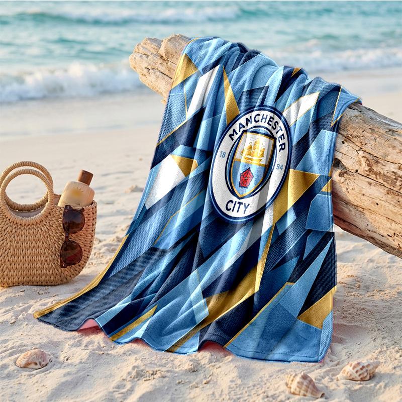 Asciugamano da Spiaggia in Microfibra con Stampa Manchester City Asciugatura Rapida Assorbente Grande Asciugamano per Spiaggia Nuoto Viaggio