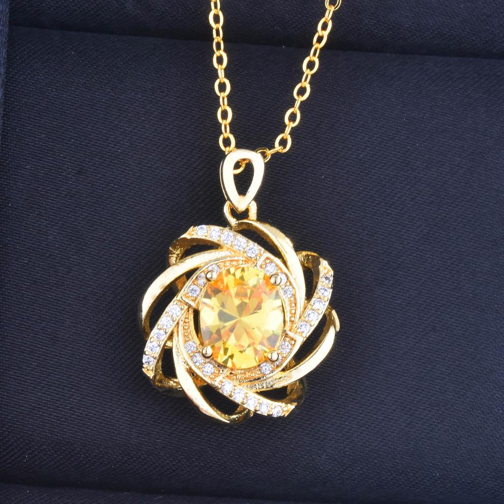 European and American atmospheric imitation yellow crystal pendant creative rotating windmill pendant inlaid with 18K gold inlai