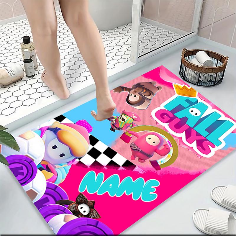 Custom Name Fall Guys Party Carpet Rug Customizable Soft Washable Anti-Slip Home Living Room Sofa Mats Personalized Rug. 090990