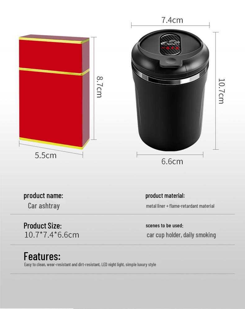 Deep Blue Metal Car Ashtray with Light, Anti-Fly Ash for SL03, S07, S05, S09, G318, L07.