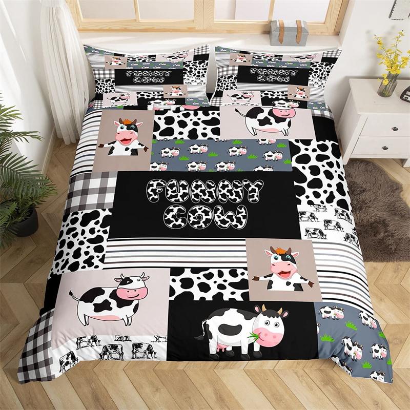 Comforter Queen 3 Pieces Ultra Soft Cow Printed Comforter Set With Zipper Closure And Black White Pink