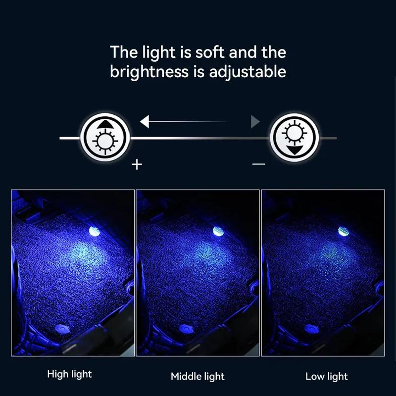 Luce Ambientale LED Adesiva Wireless per Interni Auto Telecomando Decorazione Lampada Atmosfera Tetto Auto Piedi con Batteria Colorata