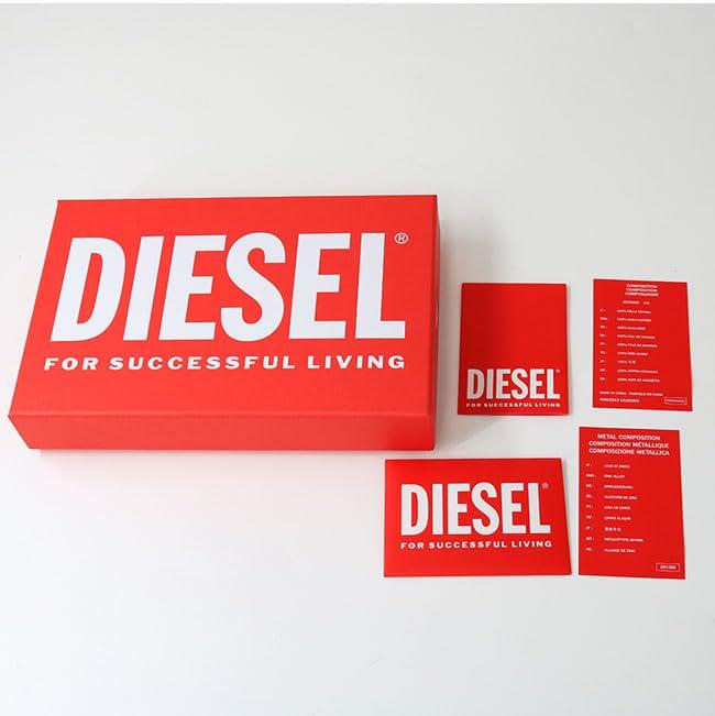 Diesel X09666 P5588 T8013 Round Zip Wallet COIN ZIP M BLACK Bifold Logo Leather Gift Present BI-FOLD Men's [Item]