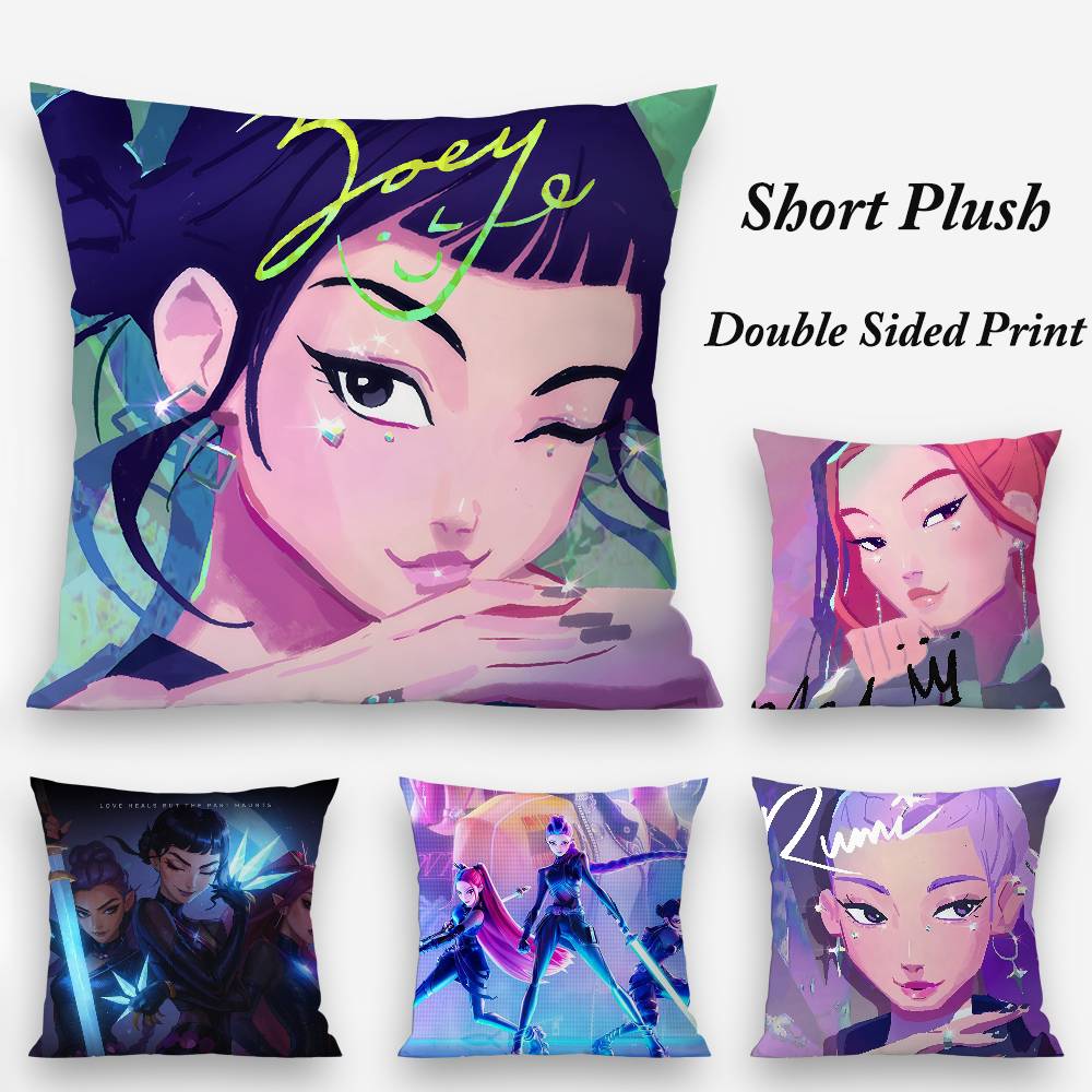 Pillow Case Anime K-Kpop Demon Hunters Plush Fabric Soft Double Sided Print Home Sofa High Quality Cushion Cover Throw