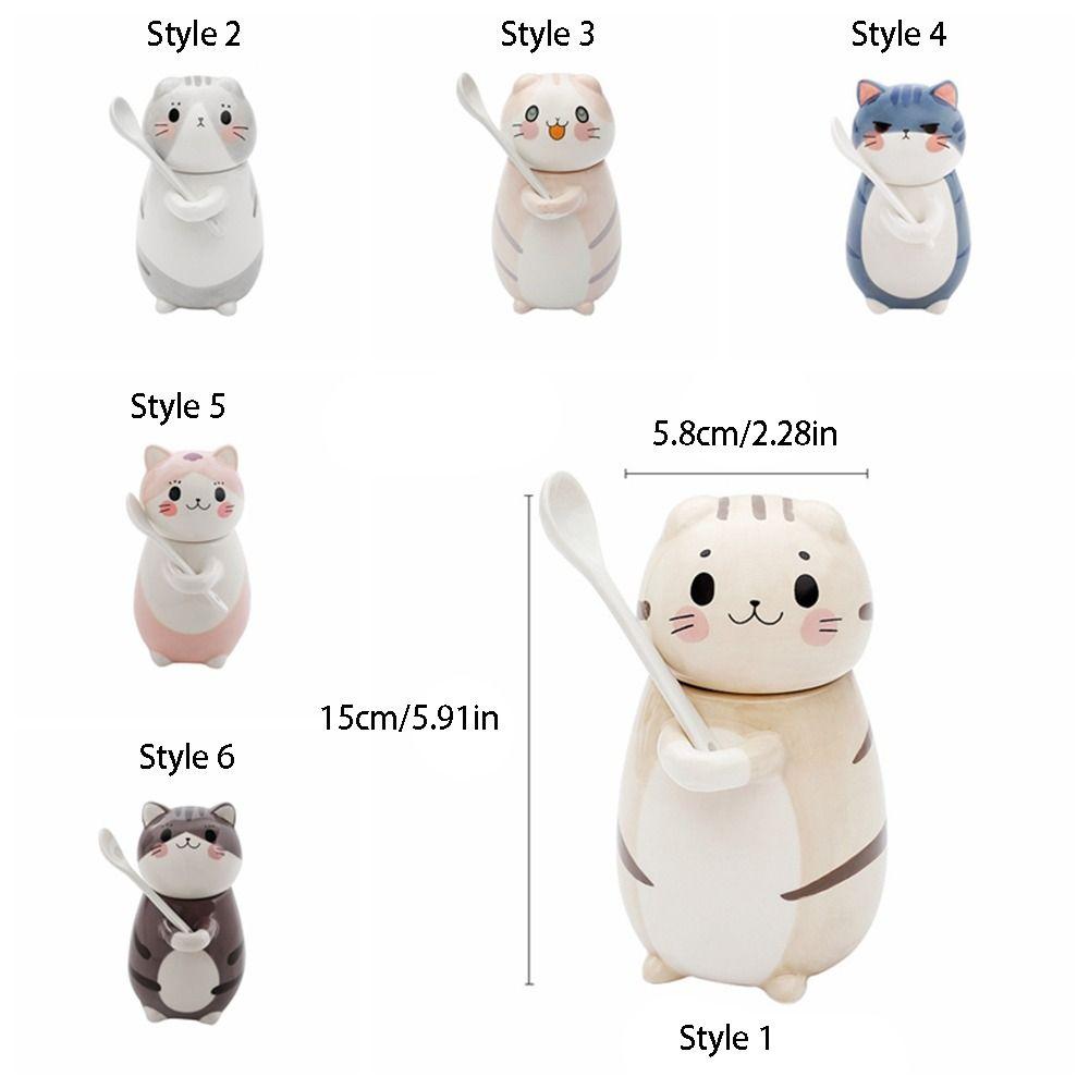 Capped Mug Cat Coffee Mug With Spoon Coffee Pots Cute Milk Tea Cups  Water
