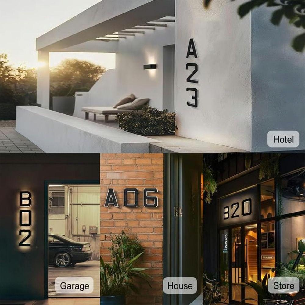 IP44 Waterproof Solar House Numbers 6.7 Inch Size Lighted House Numbers Outdoor Use