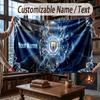Custom Name Flannel Throw Blanket Manchester City Pattern Warm Home Decoration