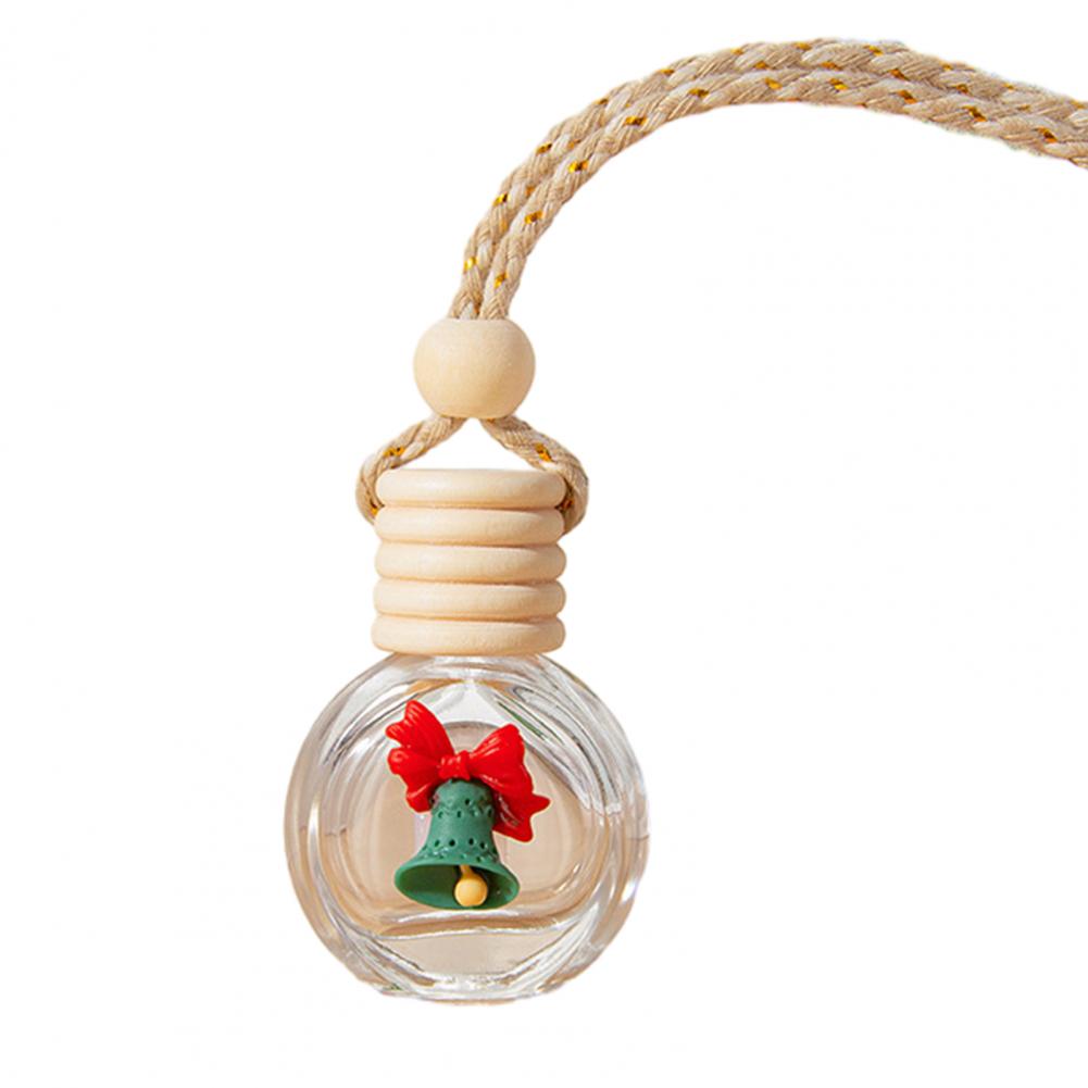 10ML Christmas Car Perfume Bottle Car Hanging Perfume Empty Bottle Wood Lid Cute Santa Elk Glass Essential Oil Empty Bottle