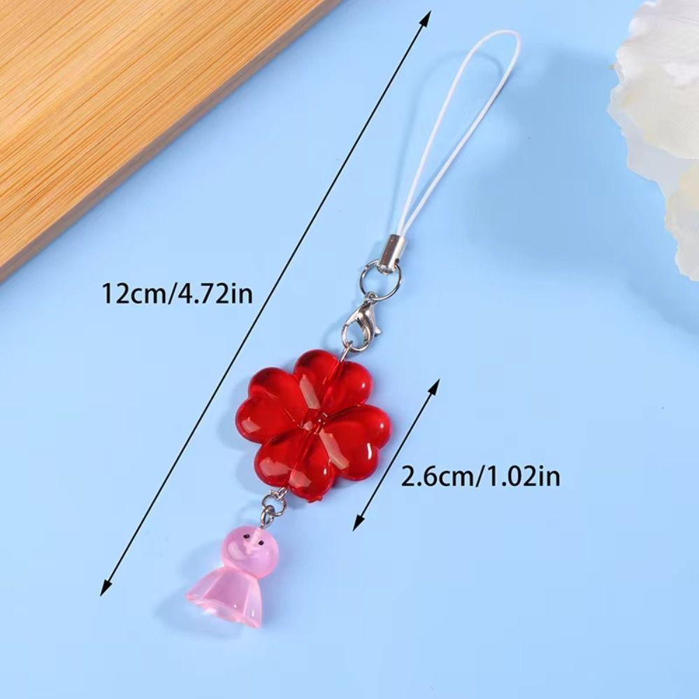 Key Chain Mobile Phone Lanyard Cellphone Strap Leaf Clover Pendant Women Girls