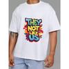 Crewneck T-Shirt White They Not Like Us Graffiti Print Streetwear Fashion Casual Wear