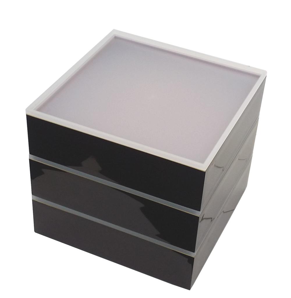 Wakaizumi Lacquerware, 3-Tiered Jubako Box, 7-inch, Yamato Style, Shintame Inner Red Rim with Gold Rim, Karen Design, Includes 3 Inner Lids with Gaske