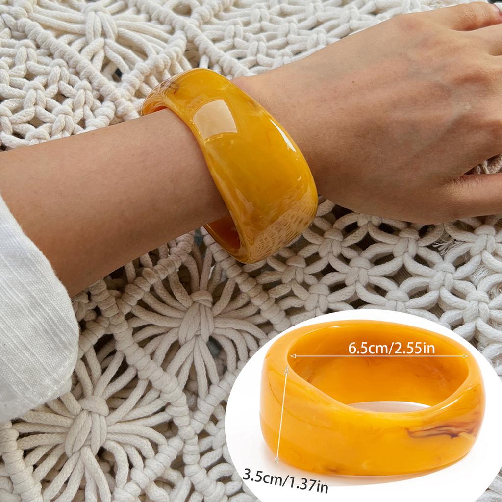 Fashion Irregular Amber Smudged Acrylic Bracelet, Exaggerated Geometric Glossy Resin Bracelet