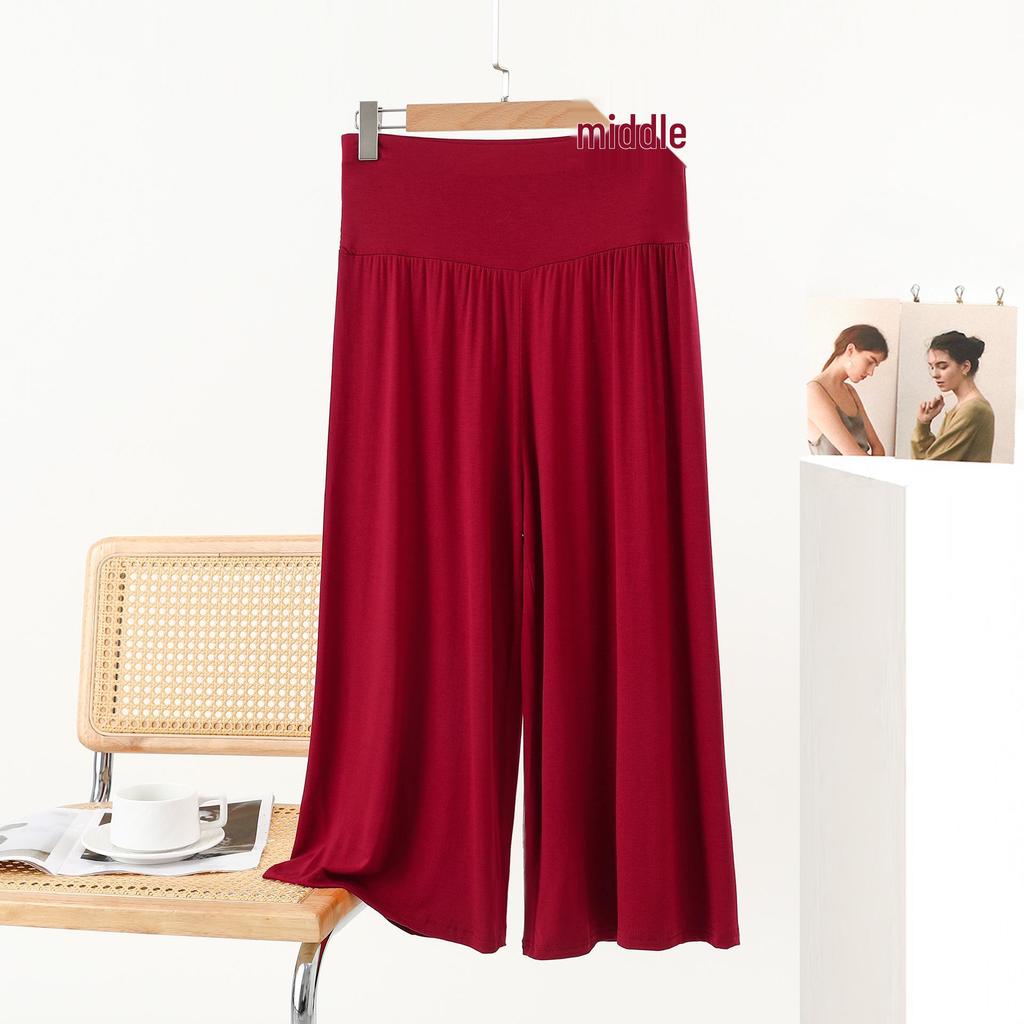 Summer Modal Plus-Size Loose Wide-Leg Cropped Pants - Korean Style High-Waist Casual Trousers
