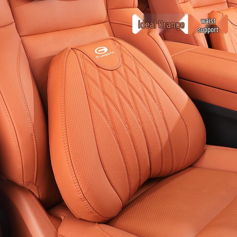 Trumpchi Headrest and Lumbar Support Pillow - Genuine Leather Cushion for GS3/4/8, M8/6Pro, E8/9