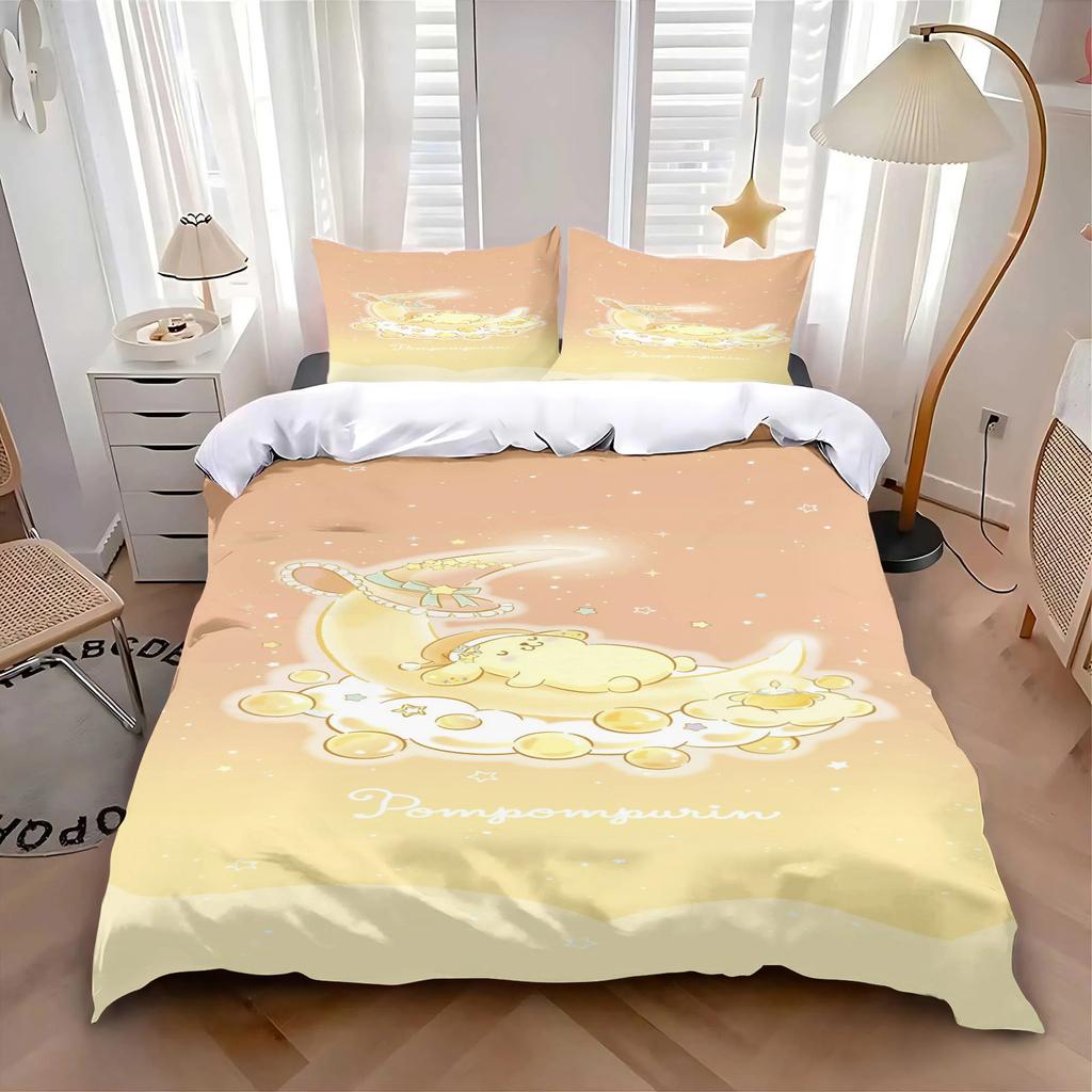 Pompurin Dog Comfortable Quilt Cover Children Carton Duvet Animation Printed Warm Comforter Polyester Beding Twin Sized Dimensions Gift