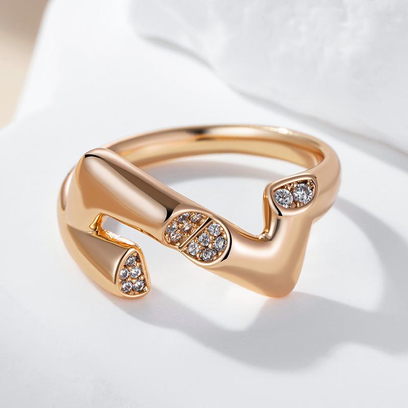 New  Rose Gold Color Unique Geometry  Rings For Women Fashion Natural Zircon Accessories Modern Party Daily Fin Jewelry