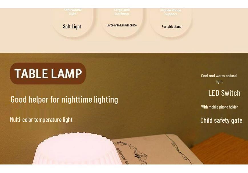 Multi-functional USB Desk Lamp with Adjustable LED Night Light and Power Strip